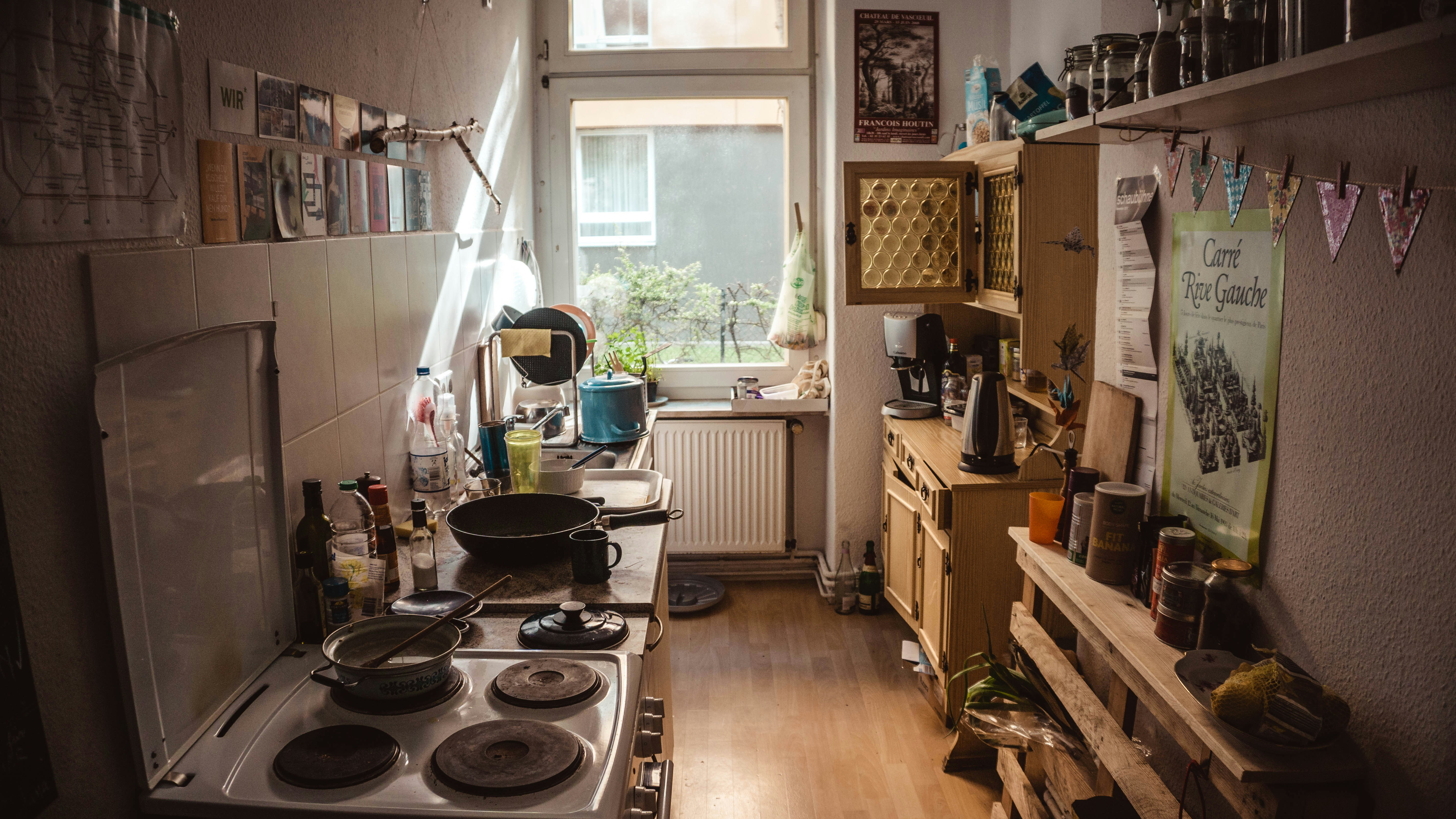 Shared kitchen space in a co-living property showing communal living area